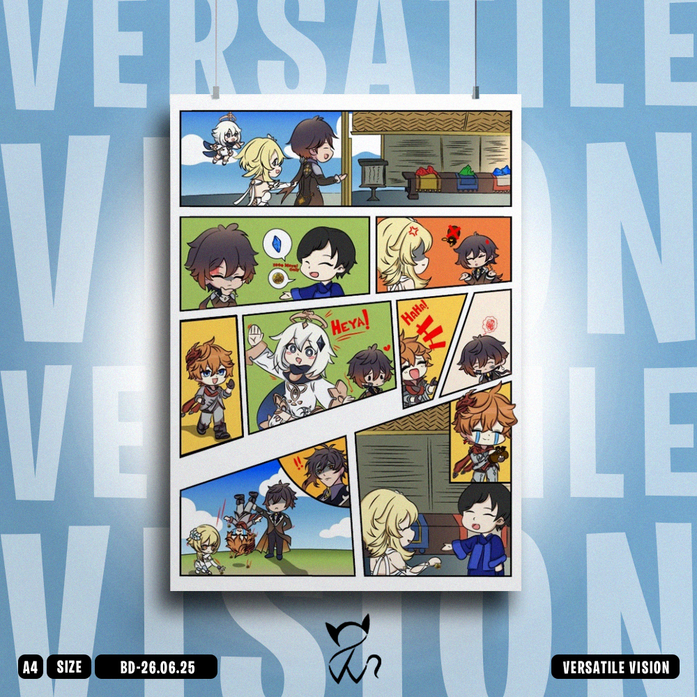 Genshin Chibi Adventure Comic – Fanmade Wall Poster